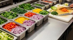 Freshly chopped salad ingredients